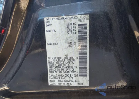 2013 Nissan Altima 2.5 S from USA, damaged, VIN 1N4AL3AP6DC201436